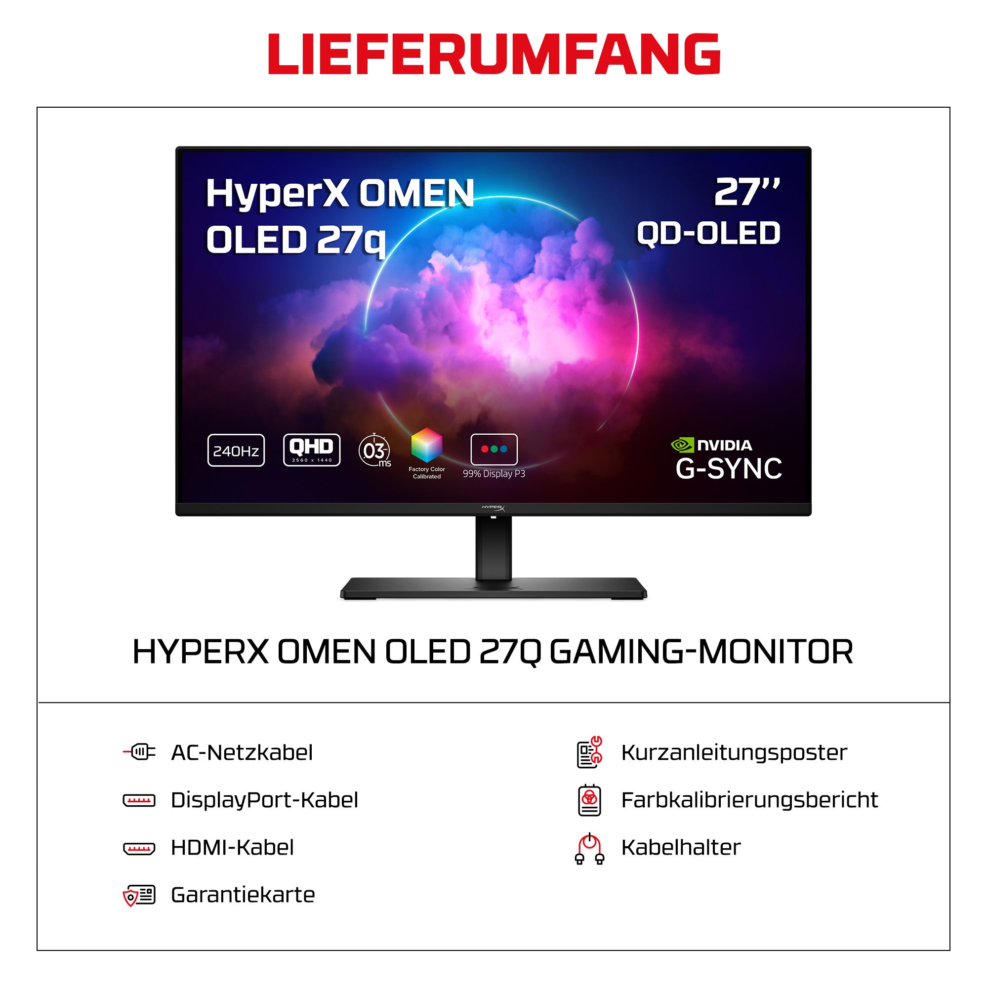 HyperX OMEN OLED 27 Zoll QHD 240 Hz Gaming-Monitor – OMEN OLED 27q - 10