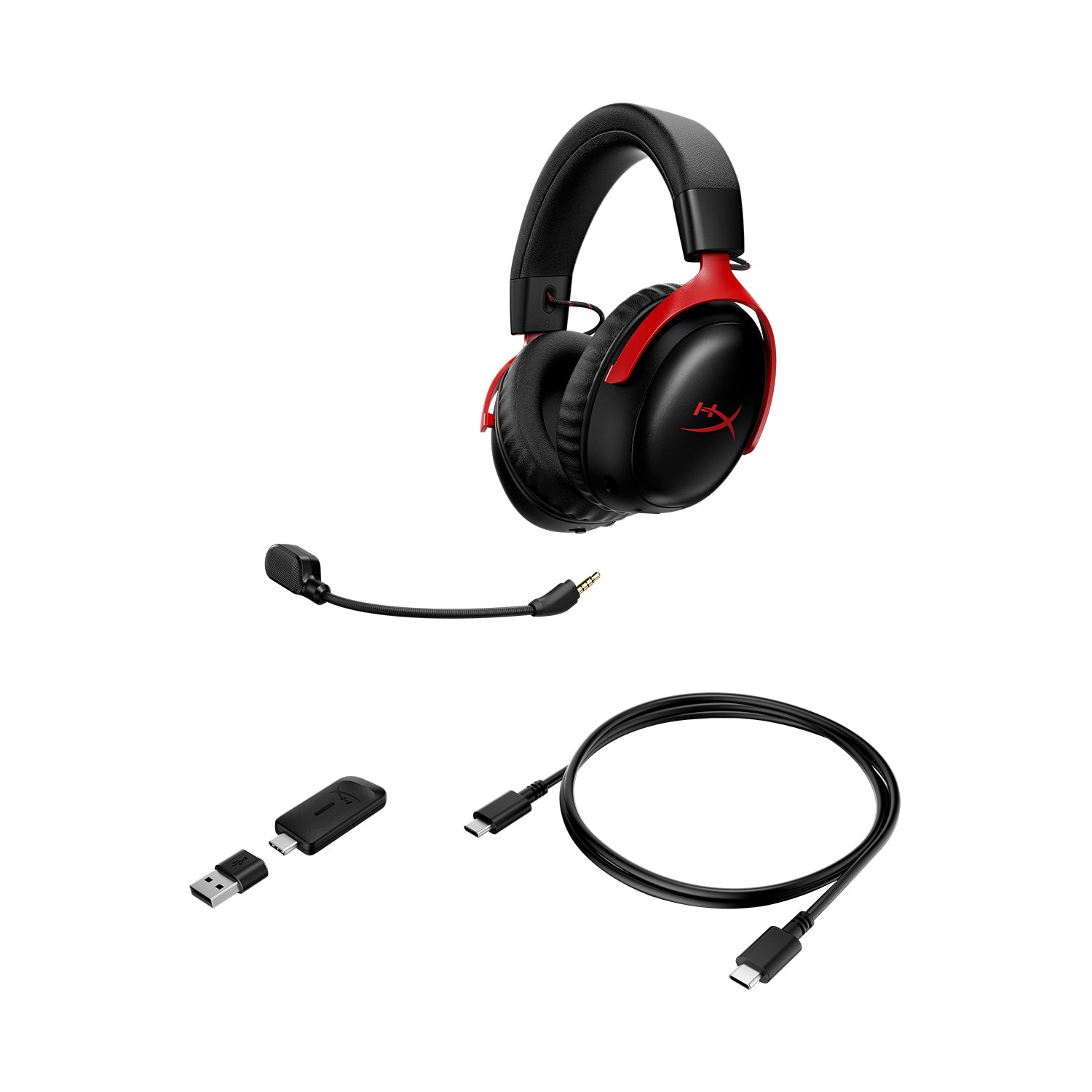 HyperX Cloud III IDS-Basismodell – Gaming-Headset (schwarz/rot) - 08